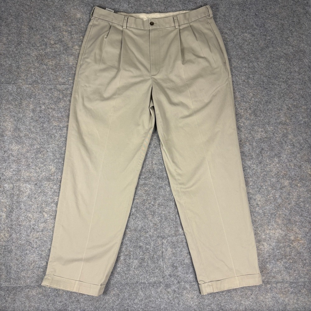 Brooks Brothers 346 Advantage Chino Elliot Khaki Pleated Dress Pants Mens 38x32